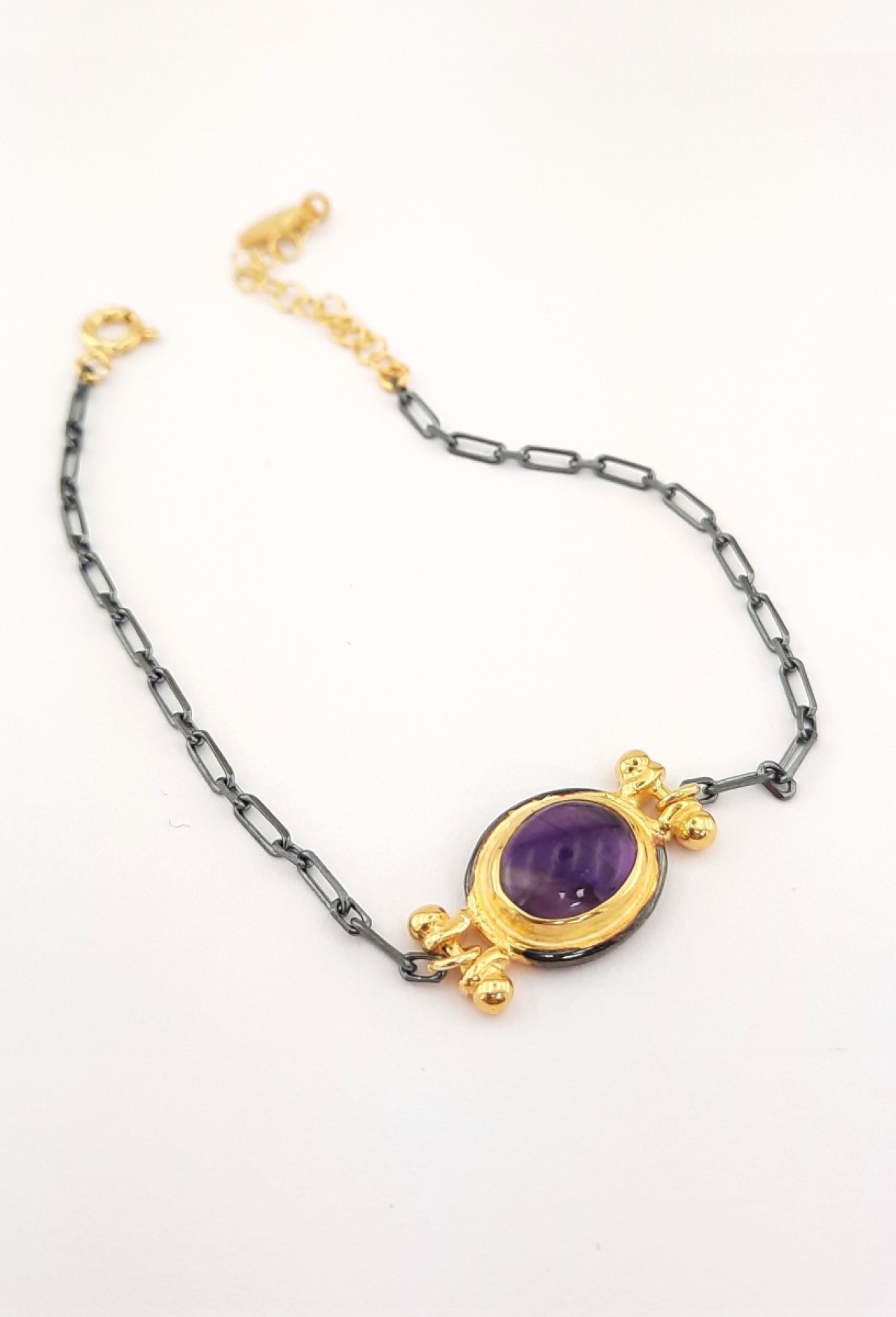 Ametist Taşlı Oksitli Zincirli Gümüş Bileklik Ametist Taşlı Oksitli Zincirli Gümüş Bileklik