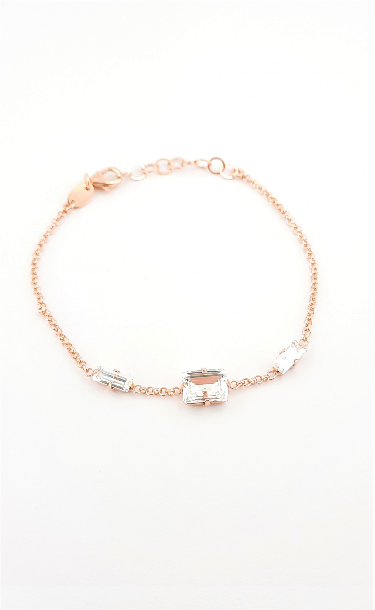 Baget Swarovski Taşlı Rosegold Gümüş Bileklik