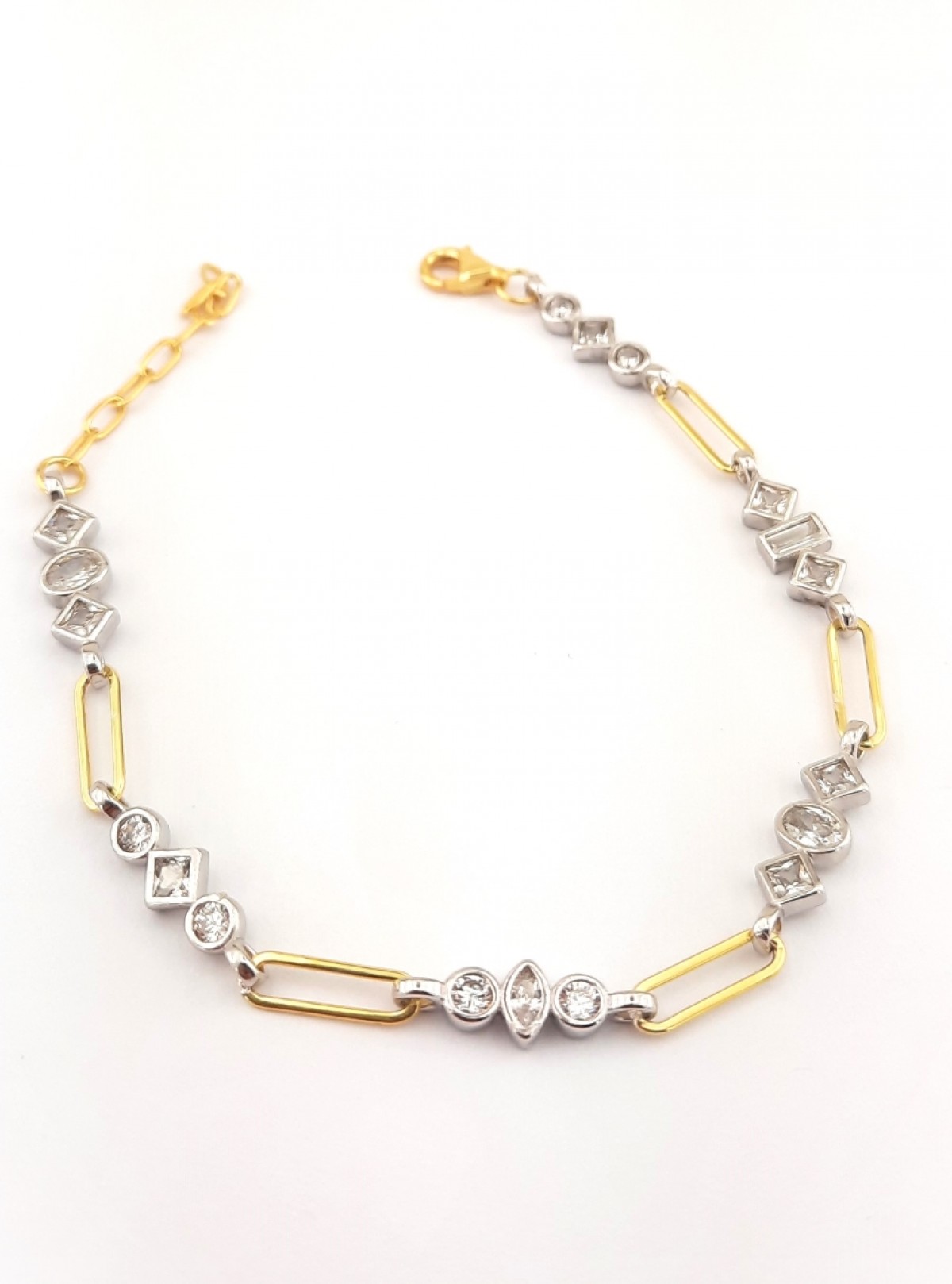 Gold Ataş Parçalı Üçlü Taşlı Model Gümüş Bileklik Gold Ataş Parçalı Üçlü Taşlı Model Gümüş Bileklik