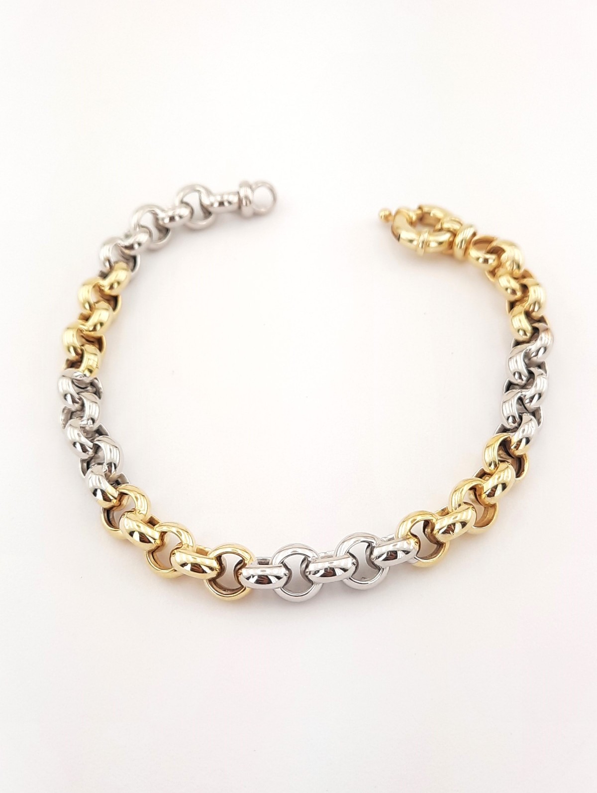 Gold ve Gri Halkalı Gümüş Bileklik Gold ve Gri Halkalı Gümüş Bileklik