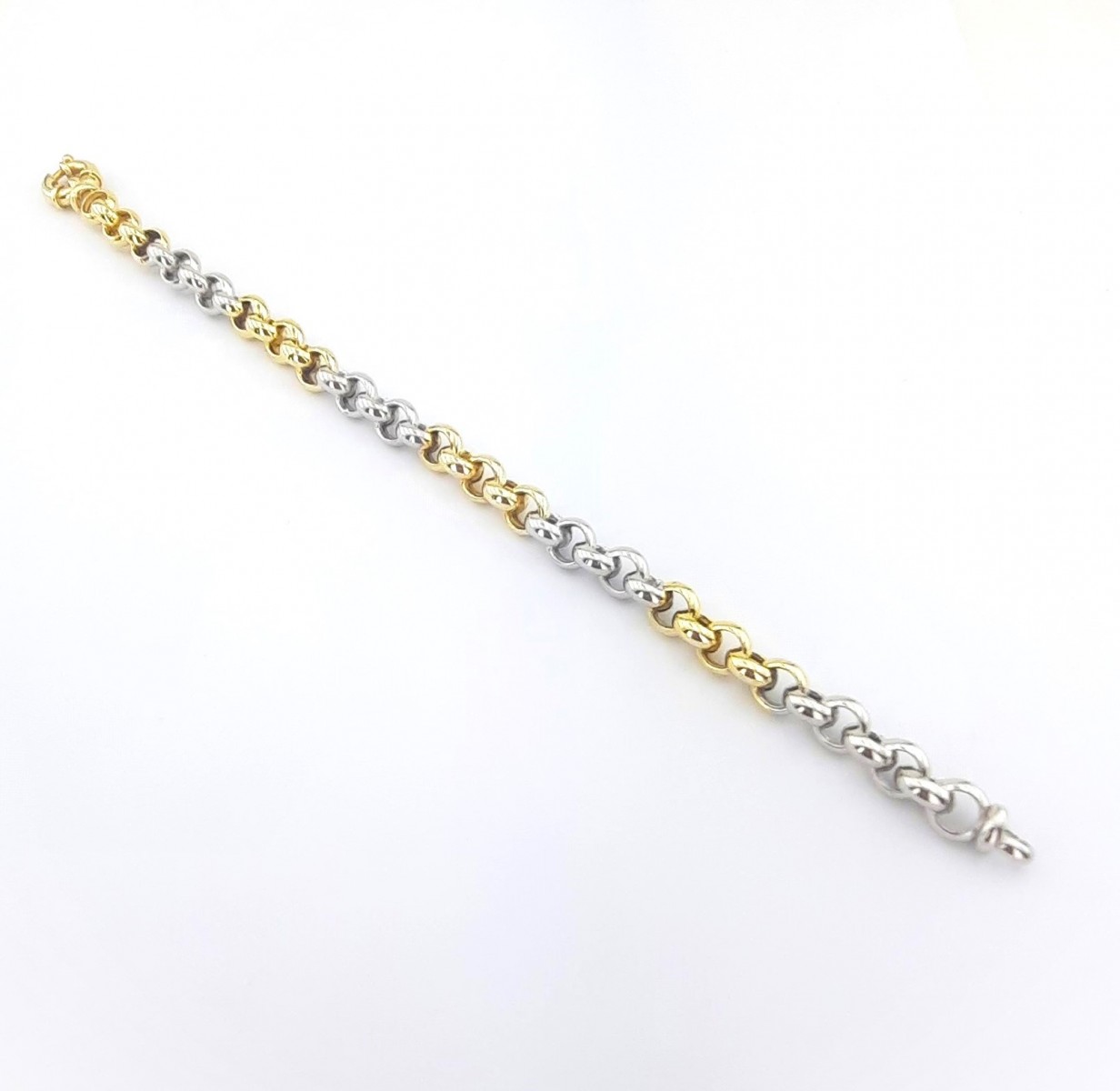 Gold ve Gri Halkalı Gümüş Bileklik Gold ve Gri Halkalı Gümüş Bileklik