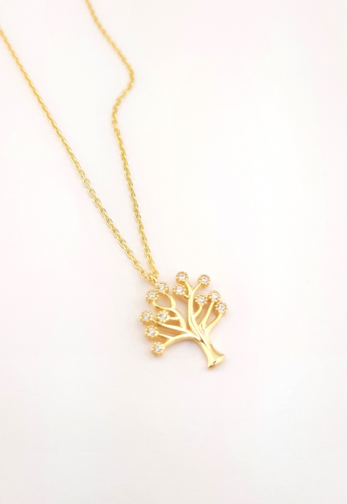 Işıltılı Hayat Ağacı Gold Gümüş Kolye Işıltılı Hayat Ağacı Gold Gümüş Kolye