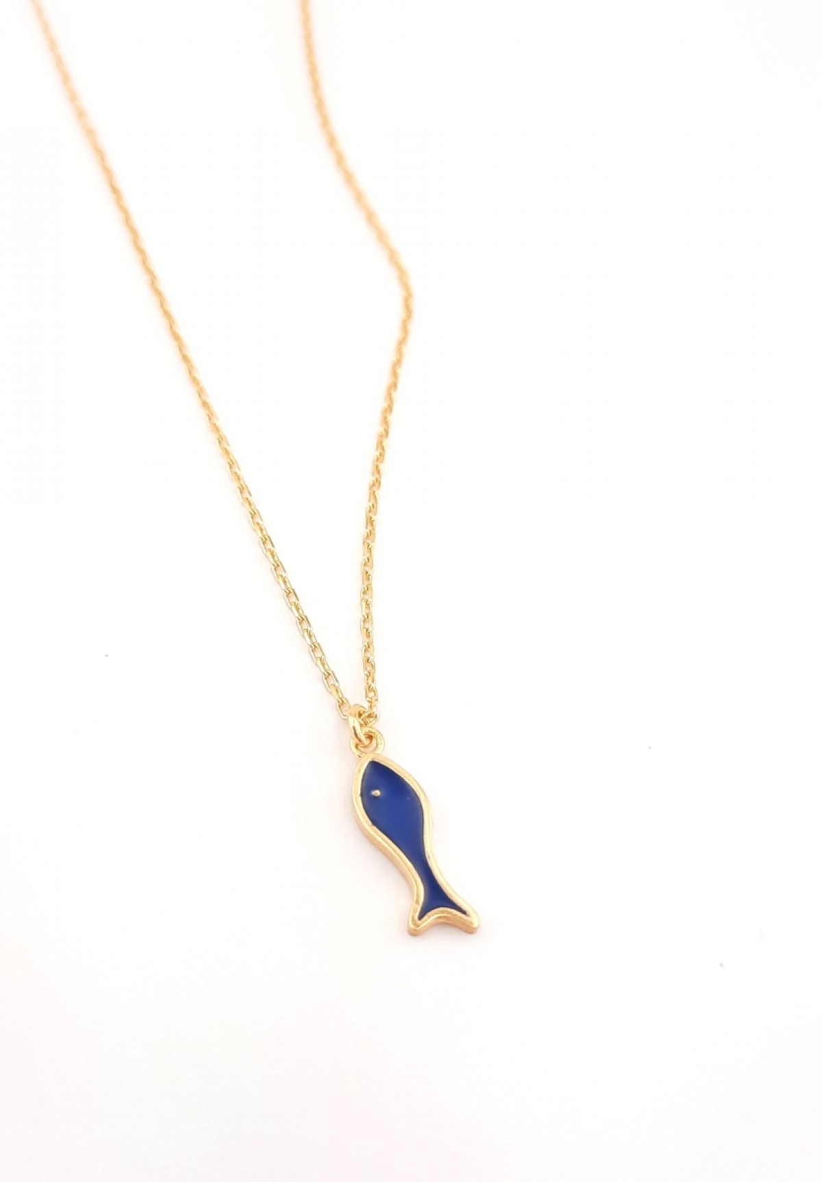 Lacivert Mineli Balık Gümüş Kolye Lacivert Mineli Balık Gümüş Kolye