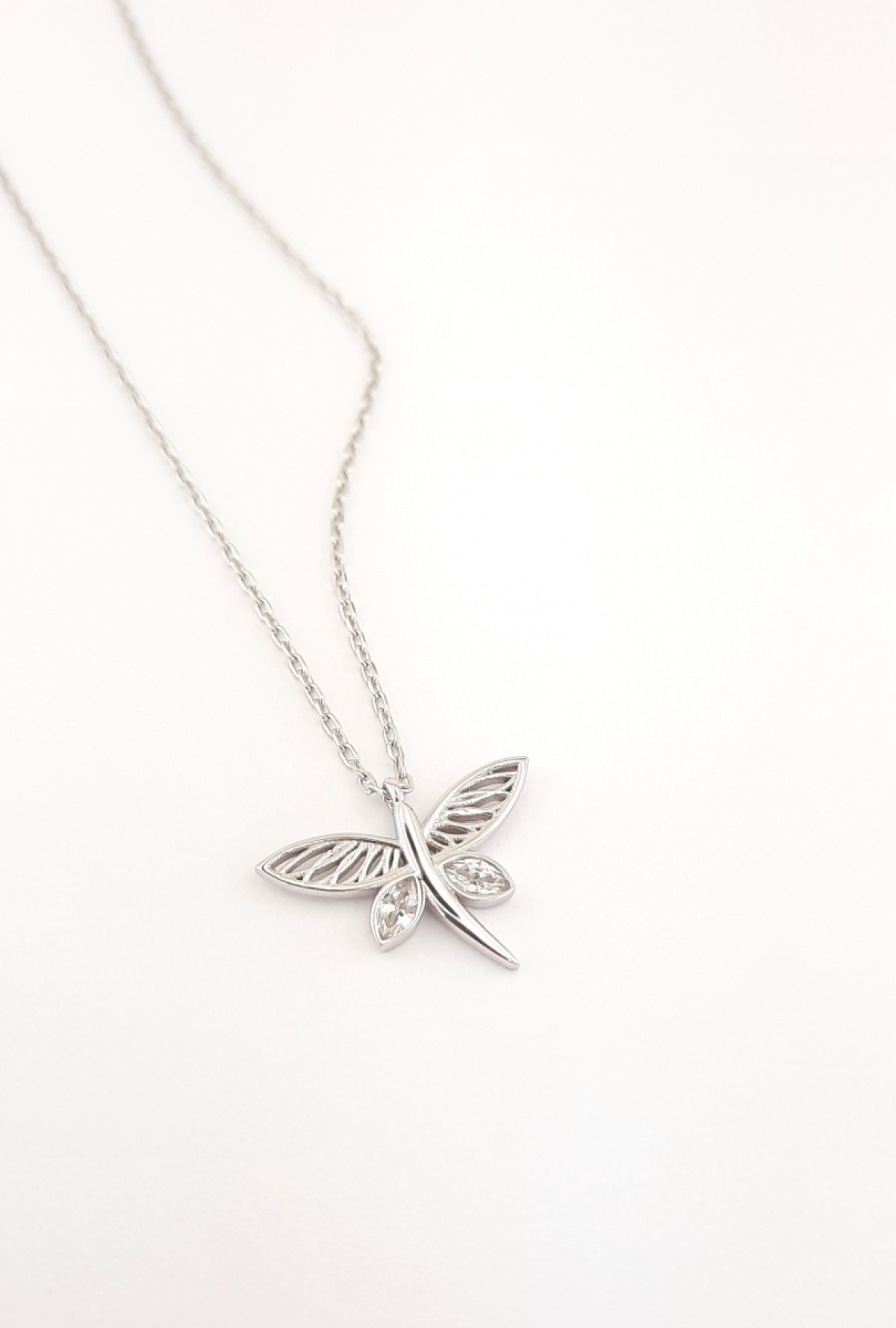 Markiz Taşlı Yusufçuk Gümüş Kolye