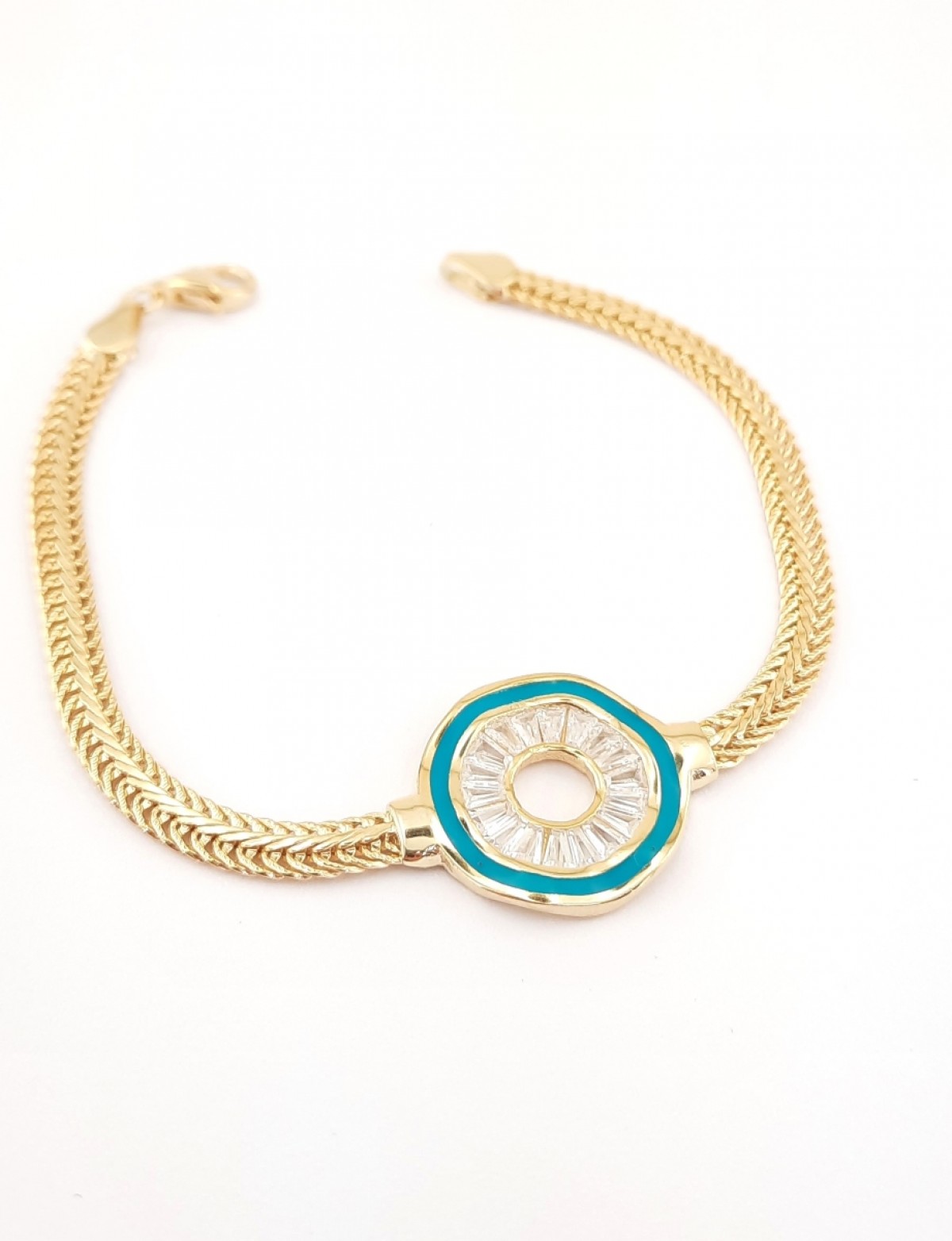 Ortası Baget Taşlı ve Turkuaz Mineli Gümüş Bileklik Ortası Baget Taşlı ve Turkuaz Mineli Gümüş Bileklik