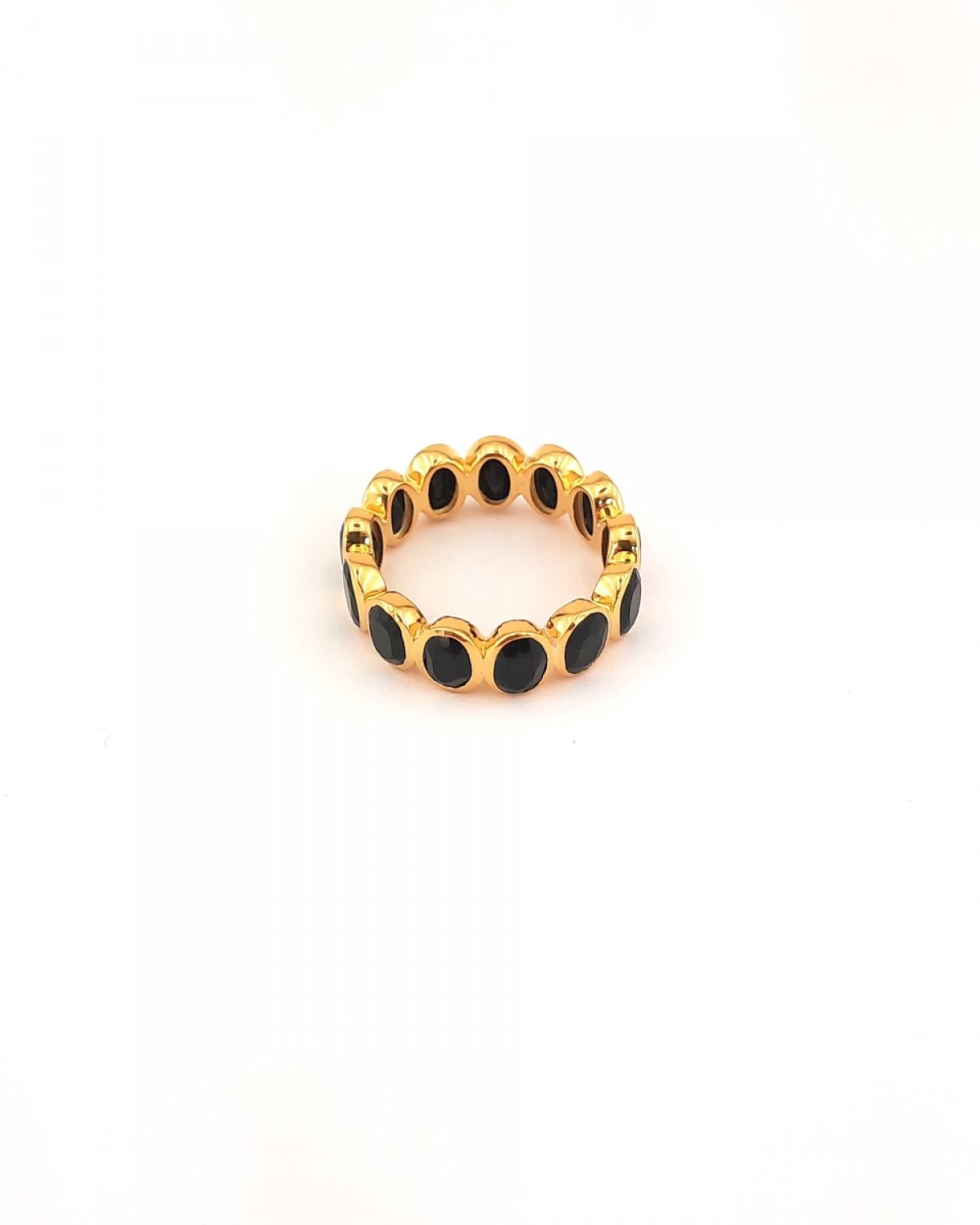 Oval Kesim Onix Taşlı Tamtur Gümüş Yüzük