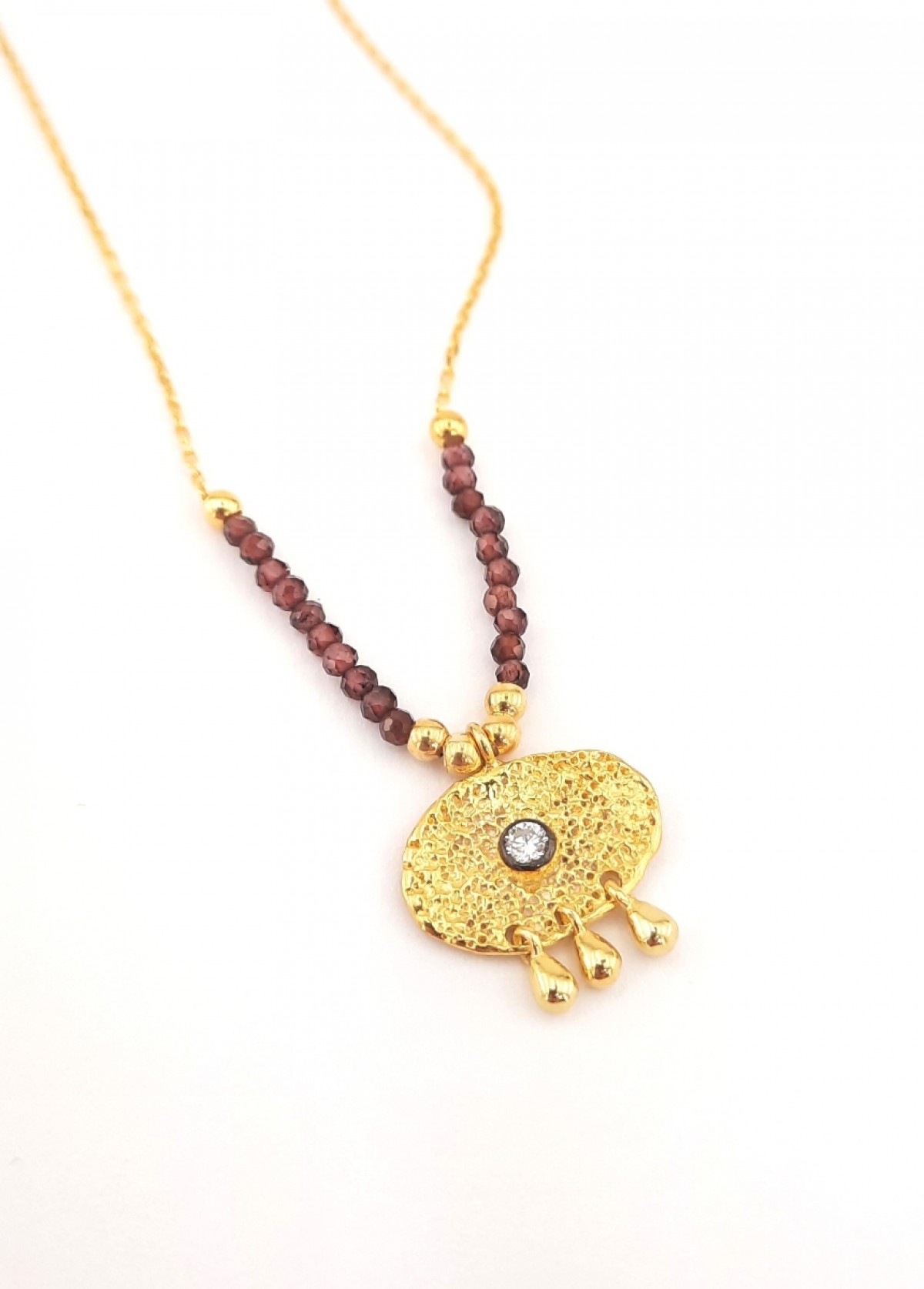 Oval Uçlu Lal Taşlı Gümüş Kolye Oval Uçlu Lal Taşlı Gümüş Kolye