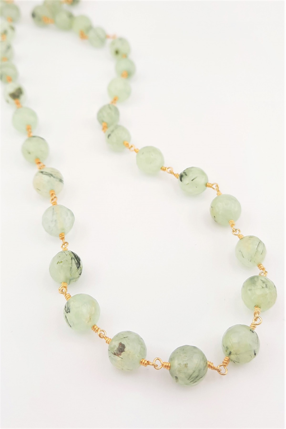 Prehnit Taşlı Gold Gümüş Zincir Kolye Prehnit Taşlı Gold Gümüş Zincir Kolye