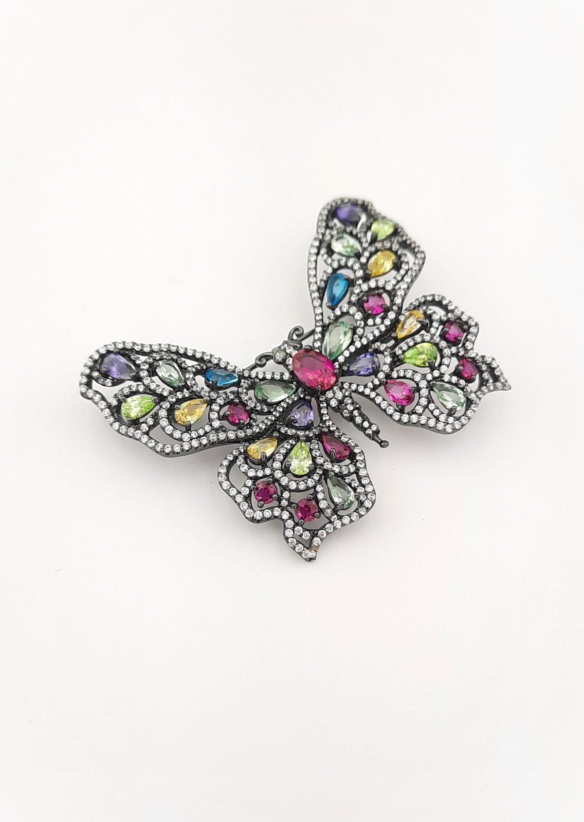 Renkli Taşlı Kelebek Gümüş Broş Renkli Taşlı Kelebek Gümüş Broş