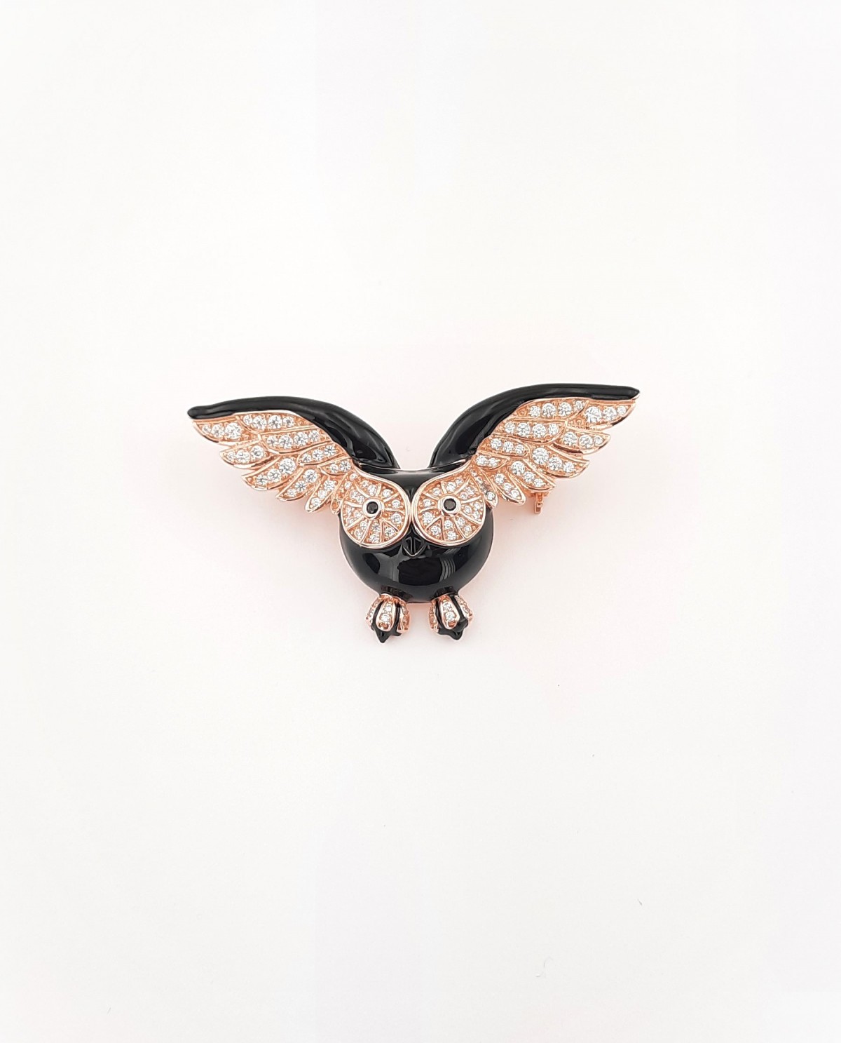 Siyah Baykuş Gümüş Broş Siyah Baykuş Gümüş Broş