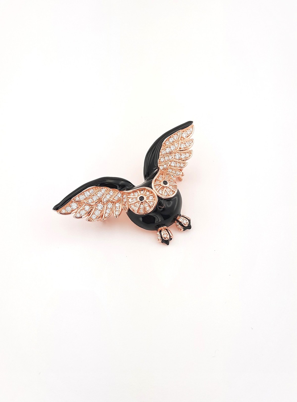 Siyah Baykuş Gümüş Broş Siyah Baykuş Gümüş Broş