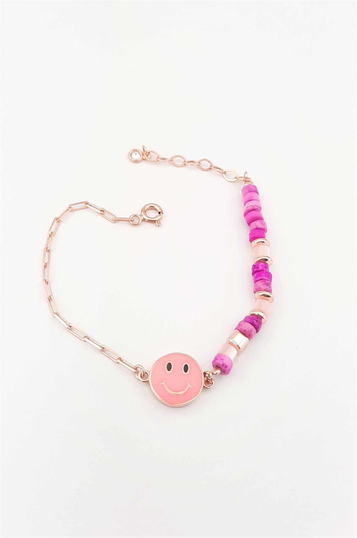 Smiley Face Tek Tarafı Zincir Gümüş Bileklik