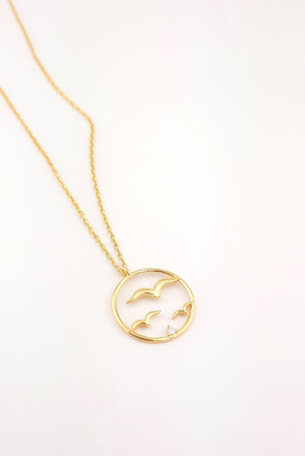 Uçan Martılar Gold Gümüş Kolye