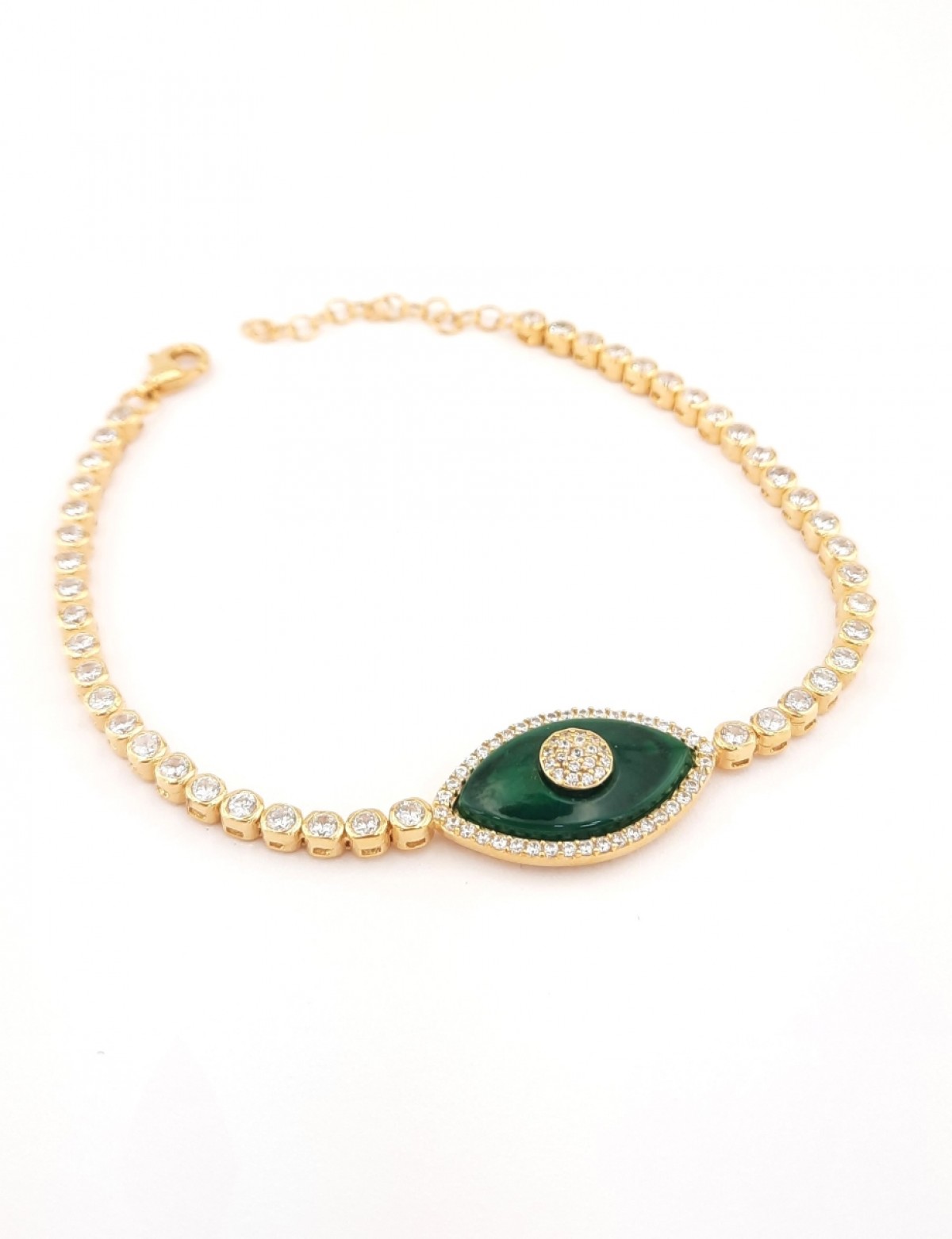 Yeşil Göz Model Sıralı Taşlı Gümüş Bileklik Yeşil Göz Model Sıralı Taşlı Gümüş Bileklik