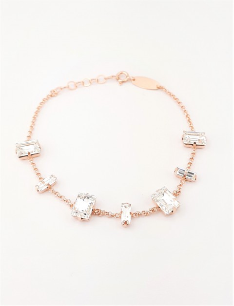 Baget Kesim Swarovski Taşlı Rosegold Gümüş Bileklik