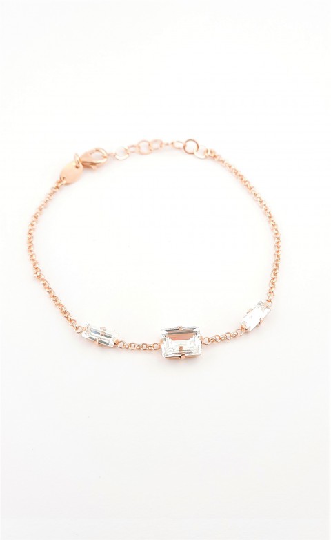 Baget Swarovski Taşlı Rosegold Gümüş Bileklik