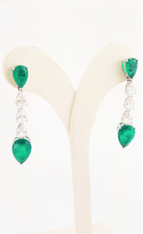 Damla Kesim Turmalin Taşlı Sallantılı Gümüş Küpe