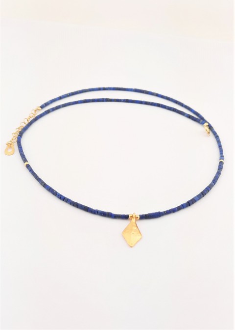 Dörtgen Uçlu Lapis Lazuli Taşlı Kolye