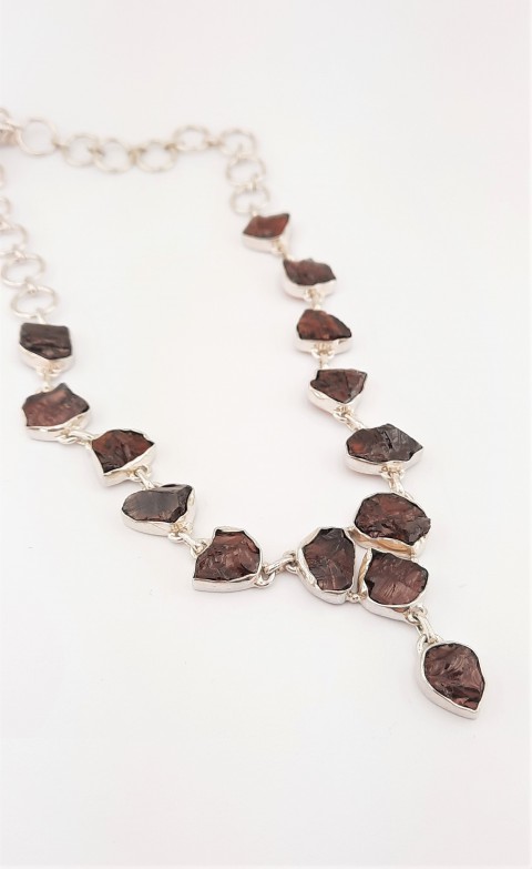 Garnet Taşlı Gümüş Kolye