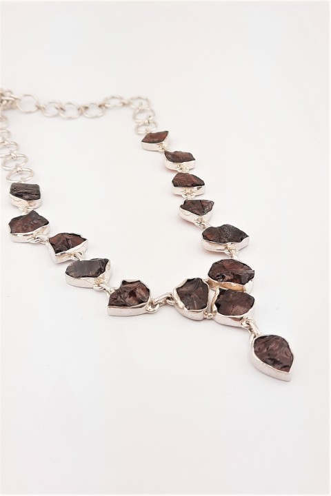 Garnet Taşlı Gümüş Kolye