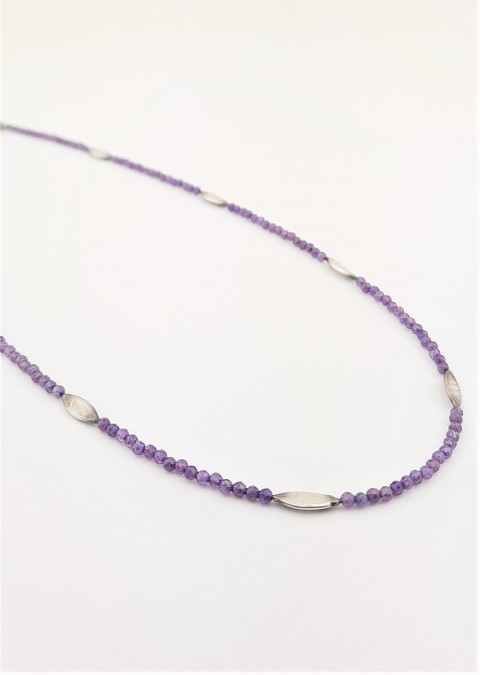 Gümüş Parçalı Ametist Taşlı Kolye