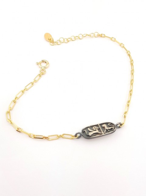 Hiyeroglif Küçük Tablet Gümüş Bileklik