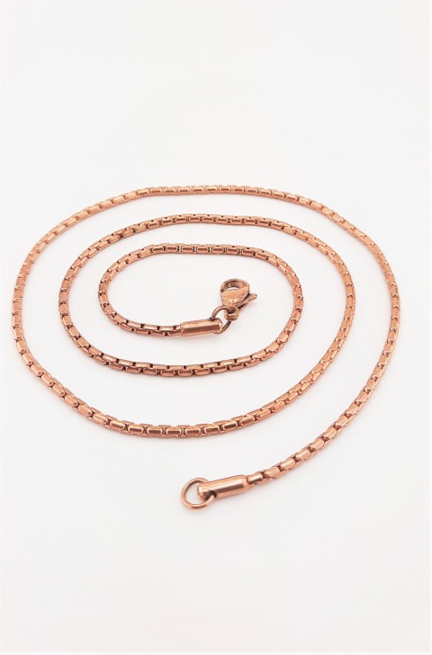 İnce Silindir Model Rosegold Çelik Zincir Kolye
