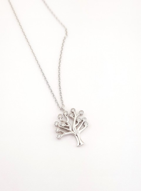 Işıltılı Hayat Ağacı Gümüş Kolye