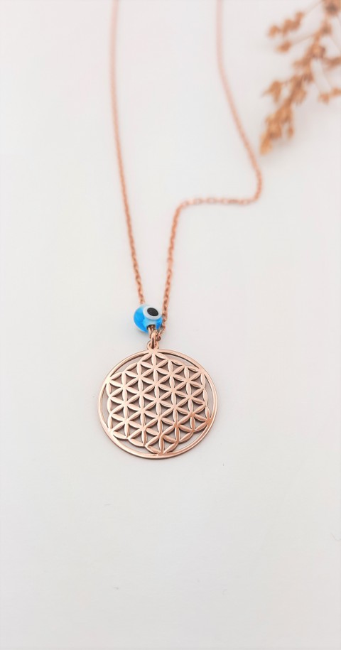 Küçük Yaşam Çiçeği Rosegold Gümüş Kolye