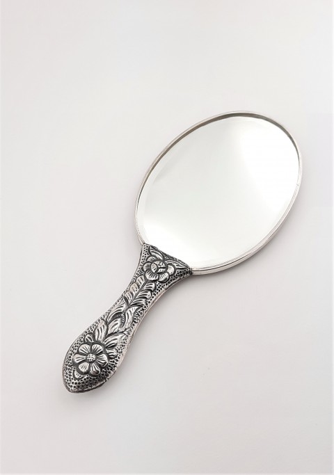 Küçük Boy(15.5 cm x 6.5 cm) Gümüş El Aynası