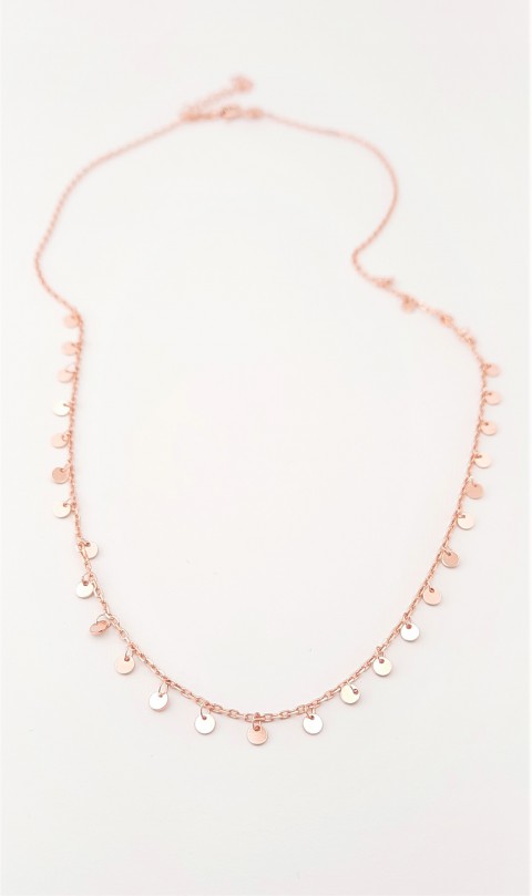 Minik Pullu Rosegold Gümüş Kolye