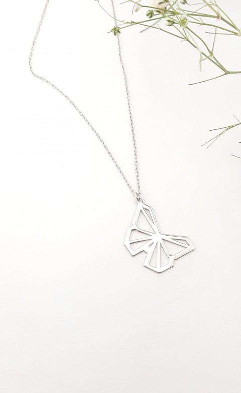 Origami Kelebek Gümüş Kolye