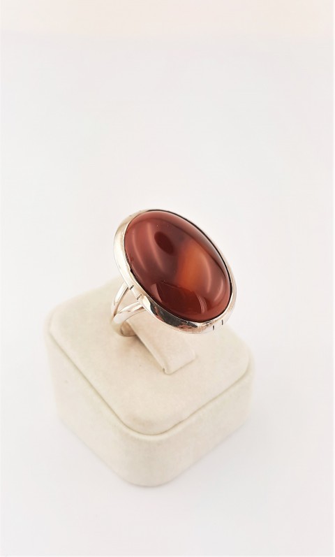 Oval Model Akik Taşlı Gümüş Yüzük