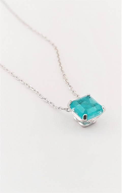 Paraiba Turmalin Taşlı Gümüş Kolye