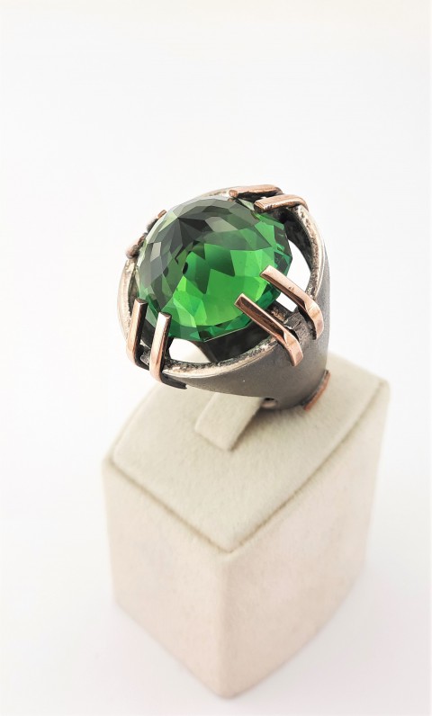 Peridot Taşlı Kova Model Tasarım Gümüş Yüzük