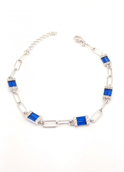 Safir Renk Taşlı Gümüş Zincirli Bileklik Safir Renk Taşlı Gümüş Zincirli Bileklik