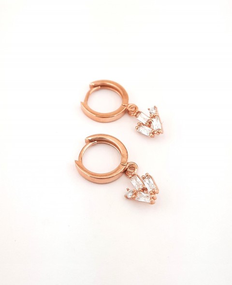 Sallantılı Minik Işıltılı Taşlar Rosegold Gümüş Küpe
