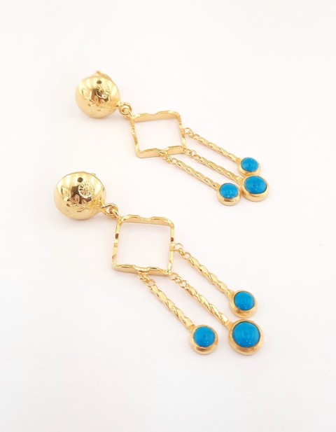 Sallantılı Turkuaz Taşlı Trend Gümüş Küpe Sallantılı Turkuaz Taşlı Trend Gümüş Küpe