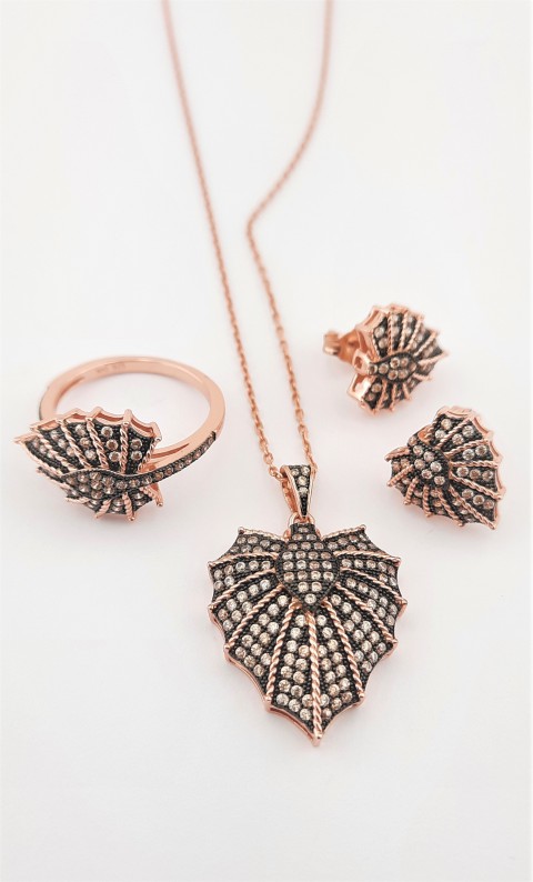 Sarı Taşlı İtalyan Tasarım Gümüş Set
