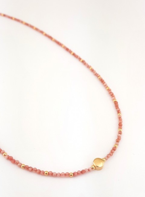 Sıralı Pembe Kuvars Taşlı Gümüş Kolye