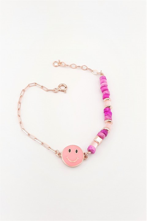 Smiley Face Tek Tarafı Zincir Gümüş Bileklik