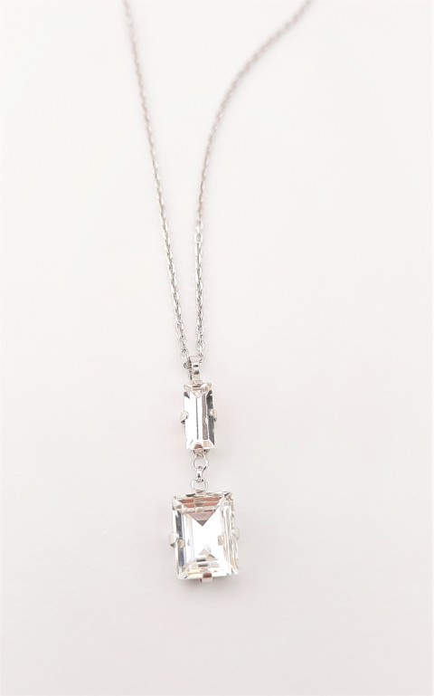 Swarovski Baget Taşlı Gümüş Kolye