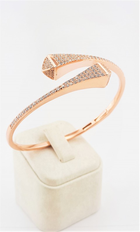 Taşlı Kleopatra Serisi Rosegold Gümüş Bilezik