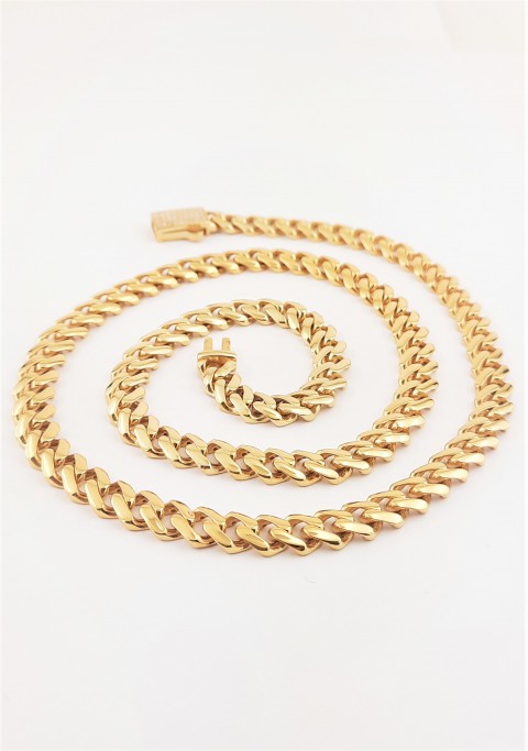 Taşsız Gold İnce Monaco Chain Gümüş Kolye