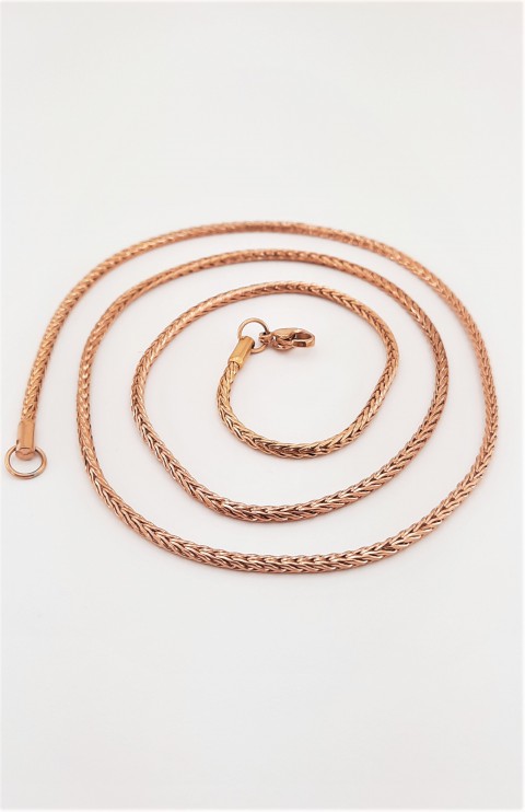 Tilki Kuyruğu Model Rosegold Çelik Zincir Kolye