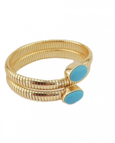 Turkuaz Taşlı Yılan Model Gümüş Bilezik