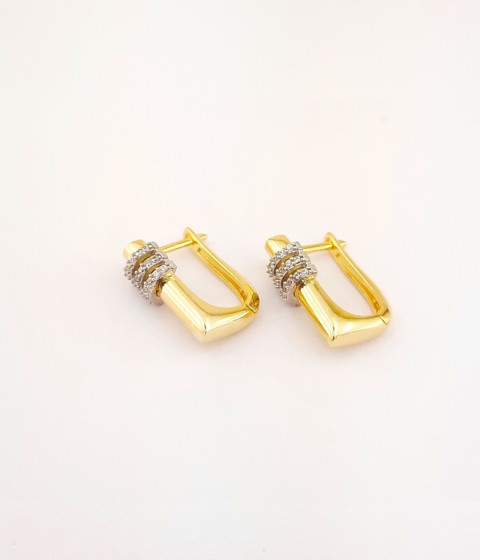 Üç Sıra Taş Modelli Gümüş Küpe