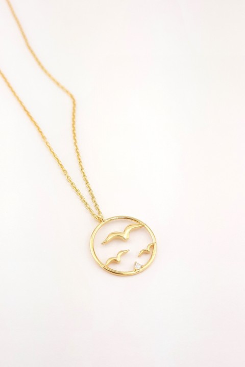 Uçan Martılar Gold Gümüş Kolye