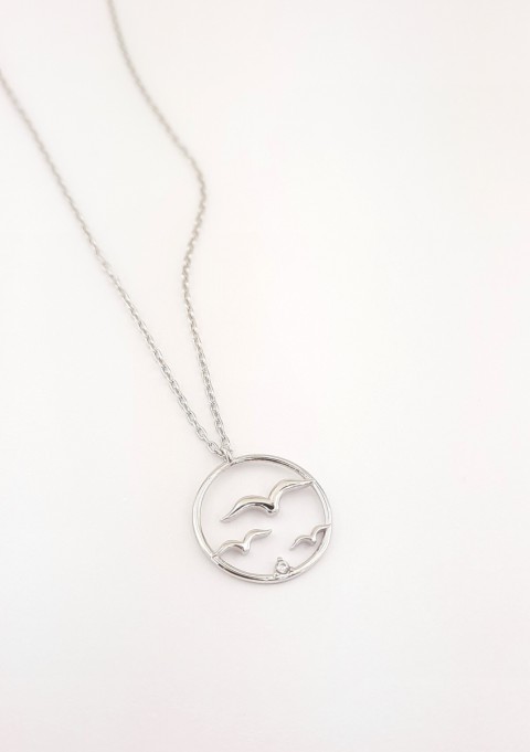 Uçan Martılar Gümüş Kolye