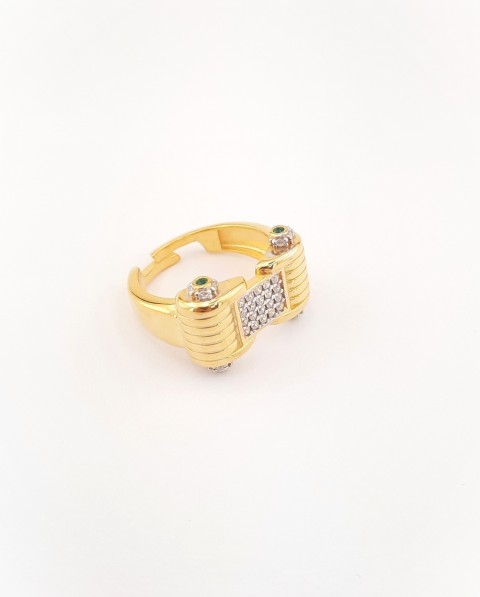 Yanları Yeşil Taşlı Trend Gümüş Yüzük